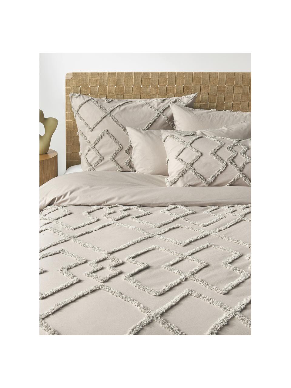 Taies d'oreiller en percale de coton à motifs tuftés Faith, 2 pièces, Beige, larg. 40 x long. 80 cm