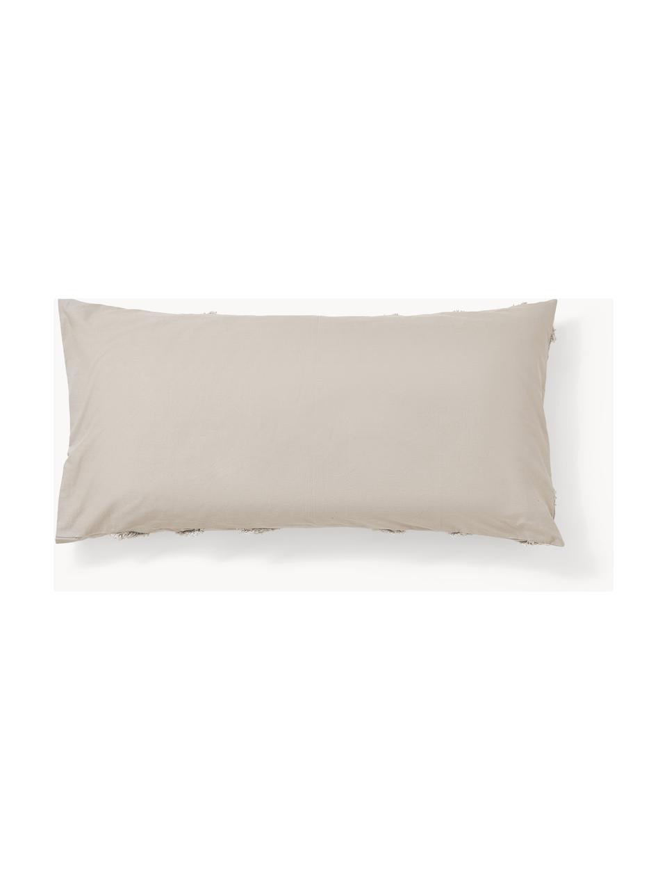 Taies d'oreiller en percale de coton à motifs tuftés Faith, 2 pièces, Beige, larg. 40 x long. 80 cm