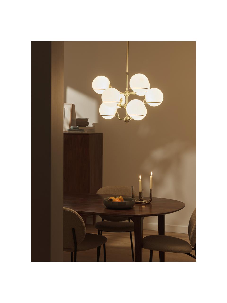 Grande suspension en verre Carey, Blanc crème, doré, Ø 61 x haut. 95 cm