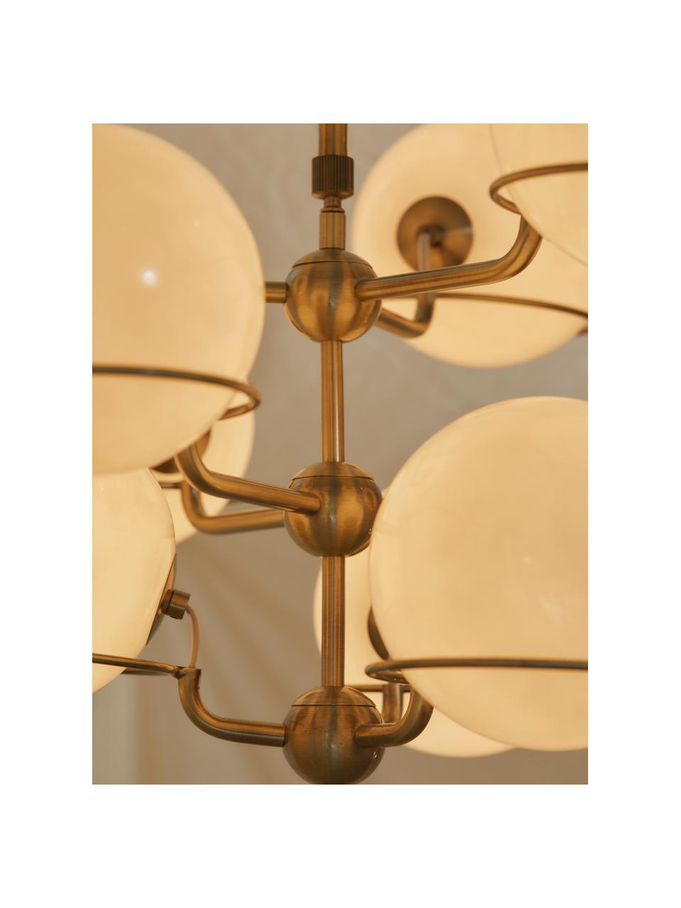 Grote glazen bollen hanglamp Carey, Crèmewit, goudkleurig, Ø 61 x H 95 cm