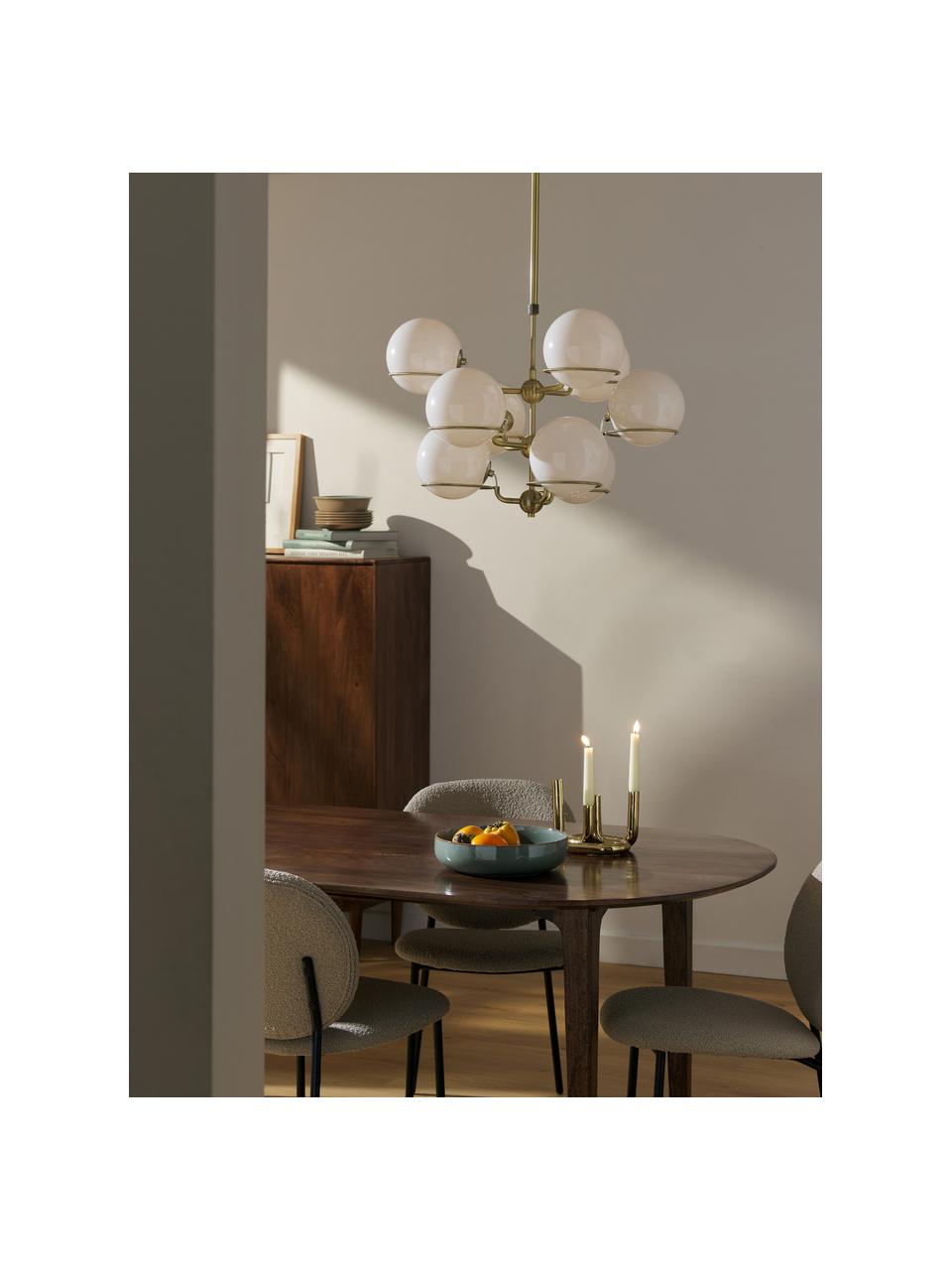 Lampada a sospensione grande con sfere in vetro Carey, Paralume: vetro, Bianco crema, dorato, Ø 61 x Alt. 95 cm