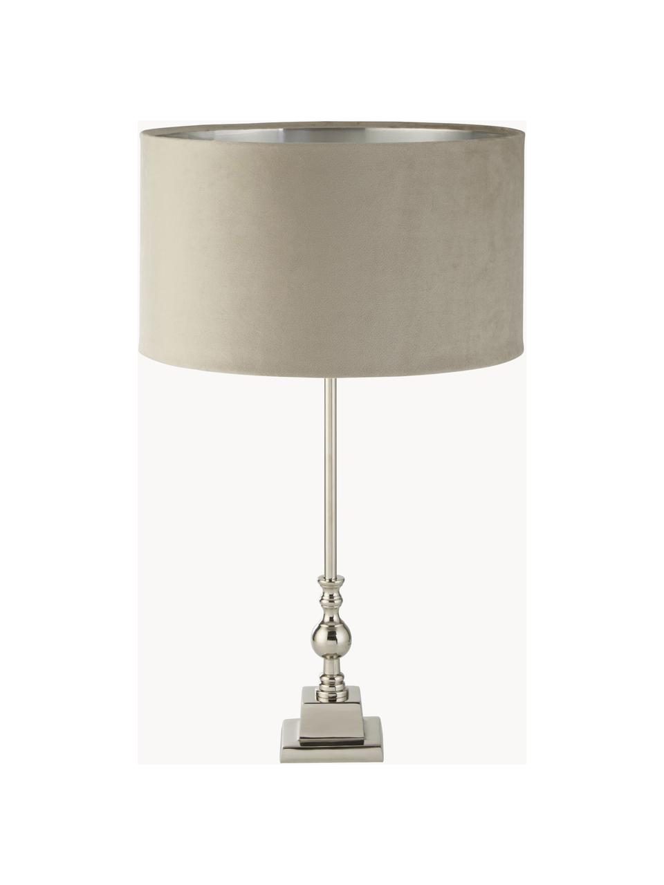 Fluwelen tafellamp Whitby, Lampenkap: fluweel (100% polyester), Lampenkap: gecoat staal, Beige, zilverkleurig, Ø 39 x H 52 cm