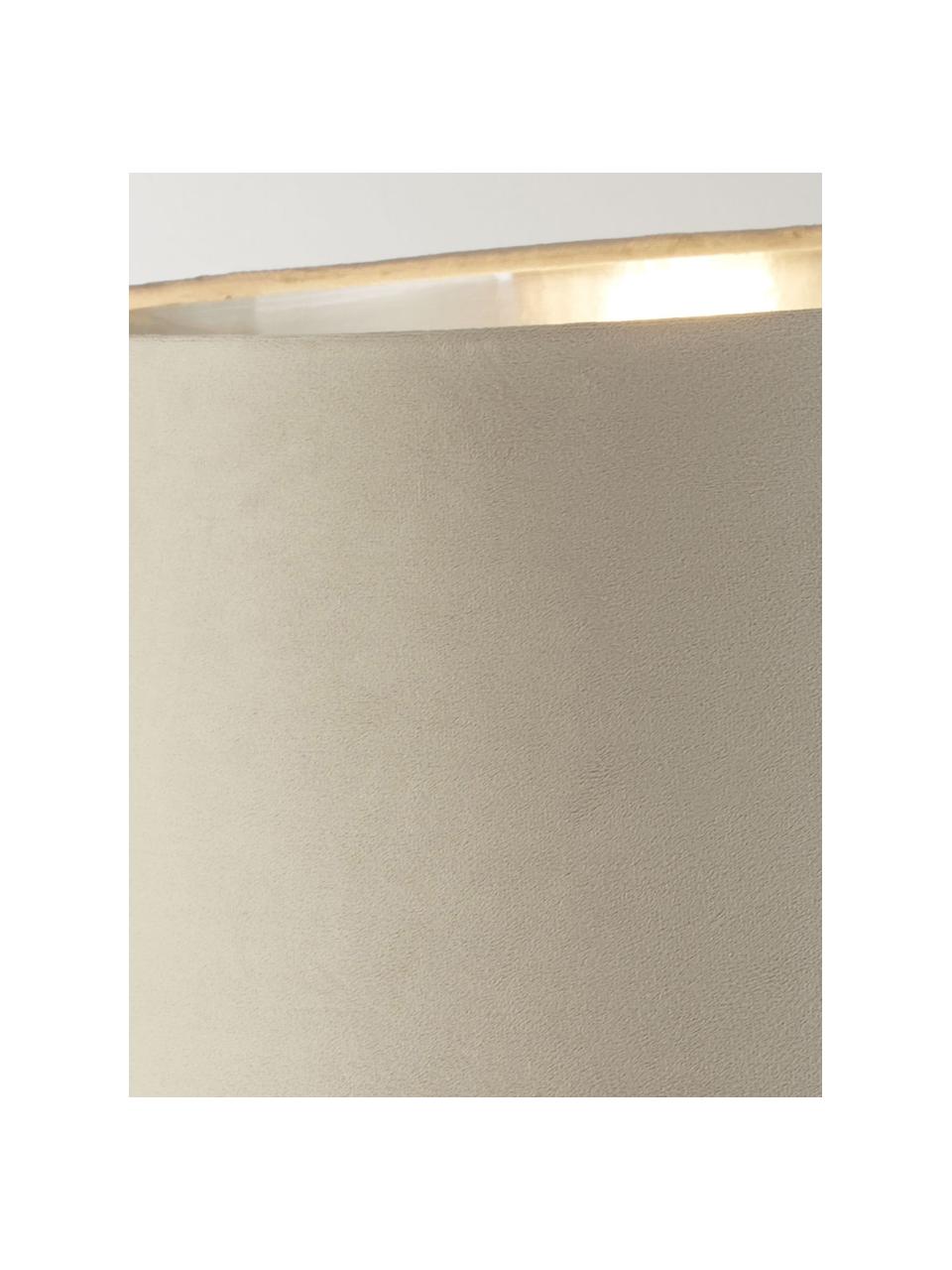 Lámpara de mesa de terciopelo Whitby, Pantalla: terciopelo (100% poliéste, Pantalla: acero recubierto, Cable: plástico, Beige, plateado, Ø 39 x Al 52 cm