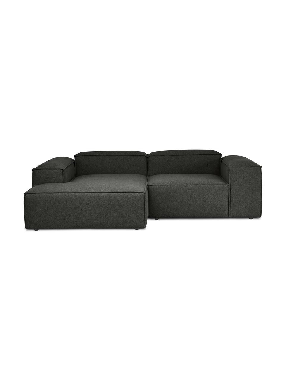 Modulares Ecksofa Dylan in Anthrazit, Bezug: 100% Polyester Der strapa, Gestell: Massives Kiefernholz, Spe, Schwarz, B 335 cm x T 201 cm