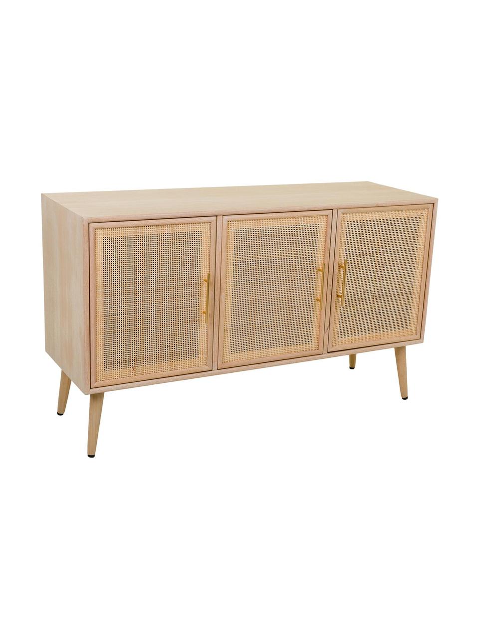 Aparador Cayetana, Estructura: tablero de fibras de dens, Patas: madera de bambú pintada, Madera clara, An 120 x Al 71 cm