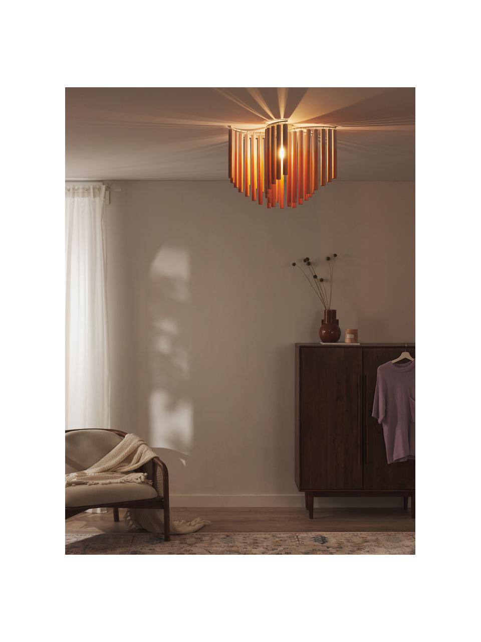 Lámpara de techo de diseño Coralie, Pantalla: 100% madera de fresno, Naranja, lavanda, Ø 12 x Al 45 cm