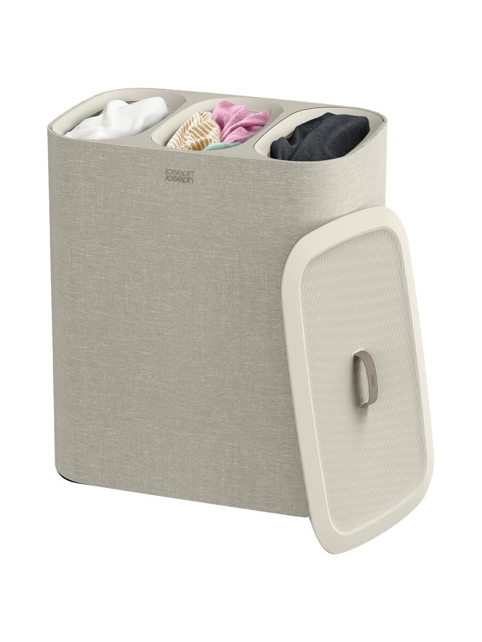 Panier à linge Tota, 3 x 30 L, Beige clair, larg. 59 x haut. 71 cm