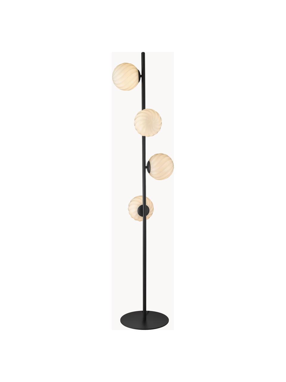 Ručne fúkaná stojacia lampa Twist, Čierna, V 150 cm