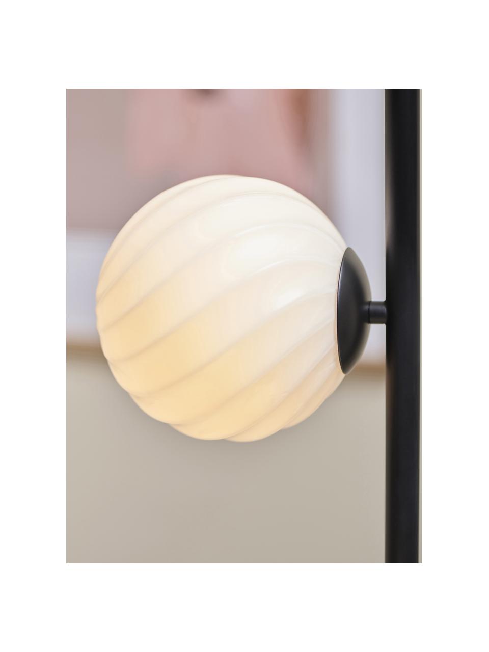 Ručně foukané stojací lampa Twist, Černá, V 150 cm