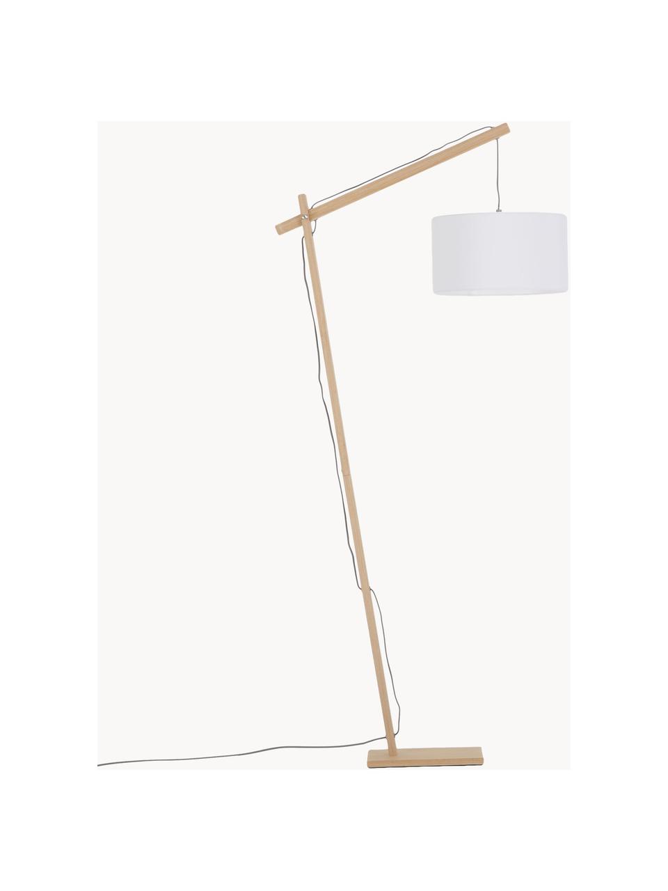 Lampe de lecture style scandinave Woody, Bois clair, blanc, haut. 166 cm