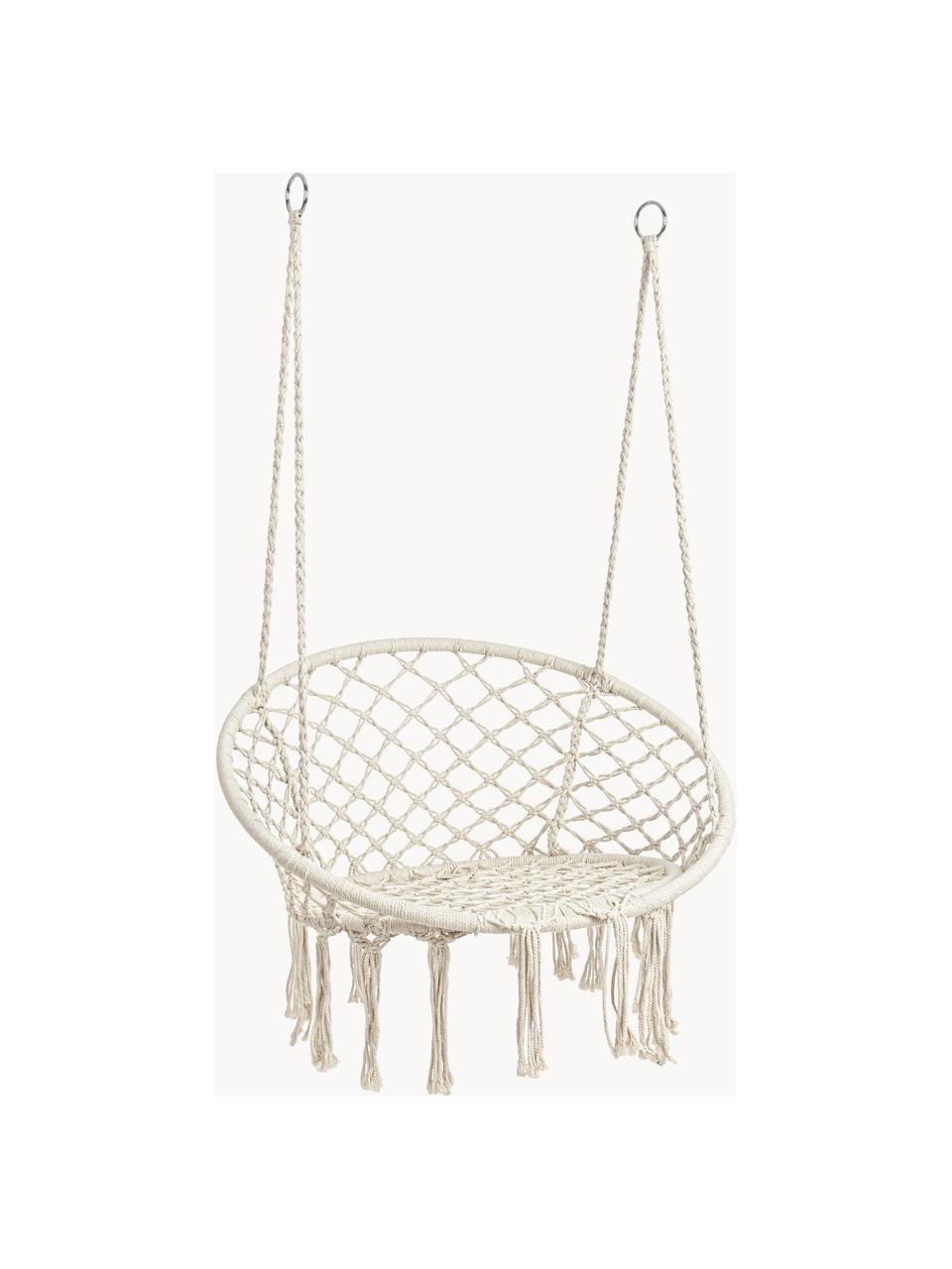 Fauteuil hamac à franges Bang, Blanc crème, Ø 91 x haut. 128 cm