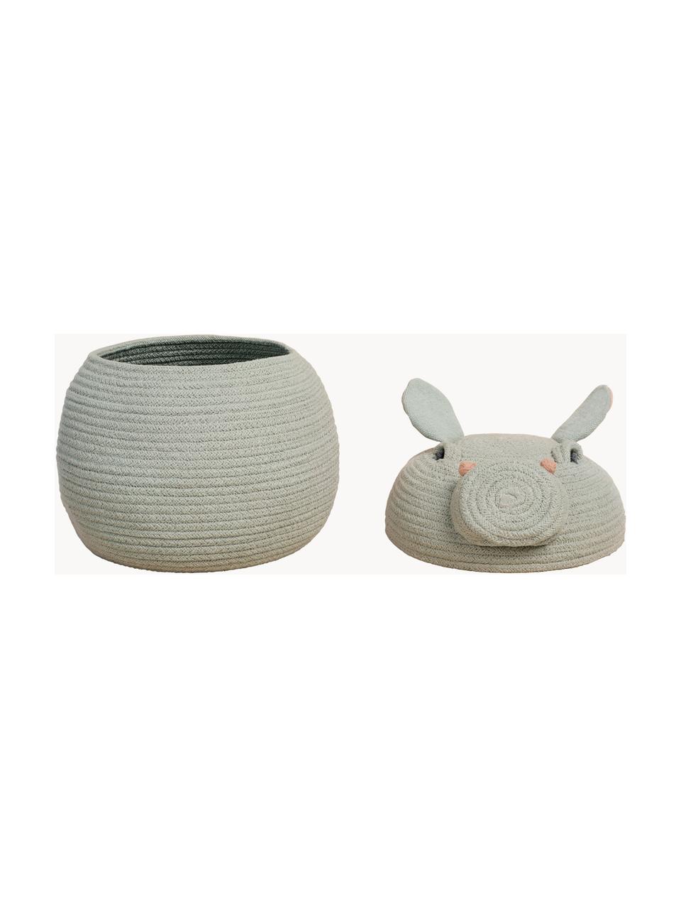 Aufbewahrungskorb Henry the Hippo mit Deckel, handgefertigt, 67 % Baumwolle, 33 % Polyester, recycelt, Henry the Hippo, Ø 25 x H 30 cm