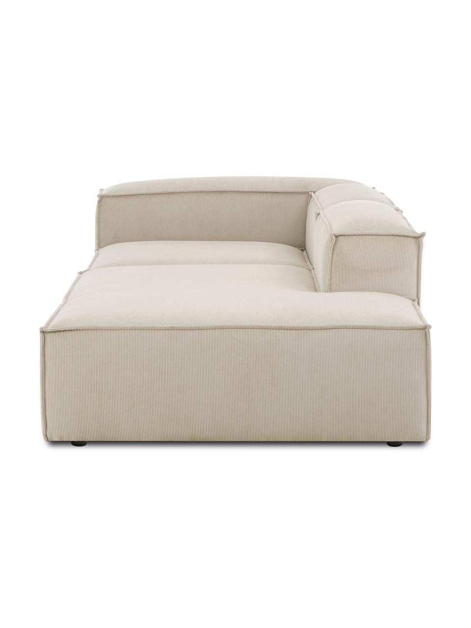 Modulare Ottomane Lennon aus Cord, Bezug: Cord (92 % Polyester, 8 %, Gestell: Massives Kiefernholz FSC-, Cord Hellbeige, B 269 x T 119 cm, Rückenlehne links