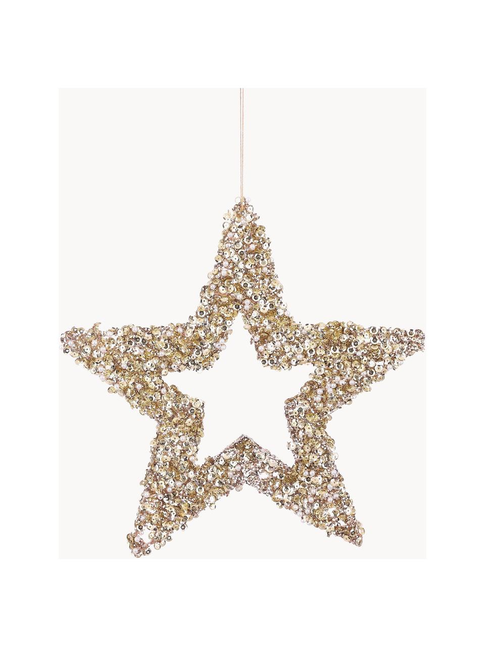 Závesná dekorácia Shining Star, Bavlna, Odtiene zlatej, Š 25 x V 25 cm