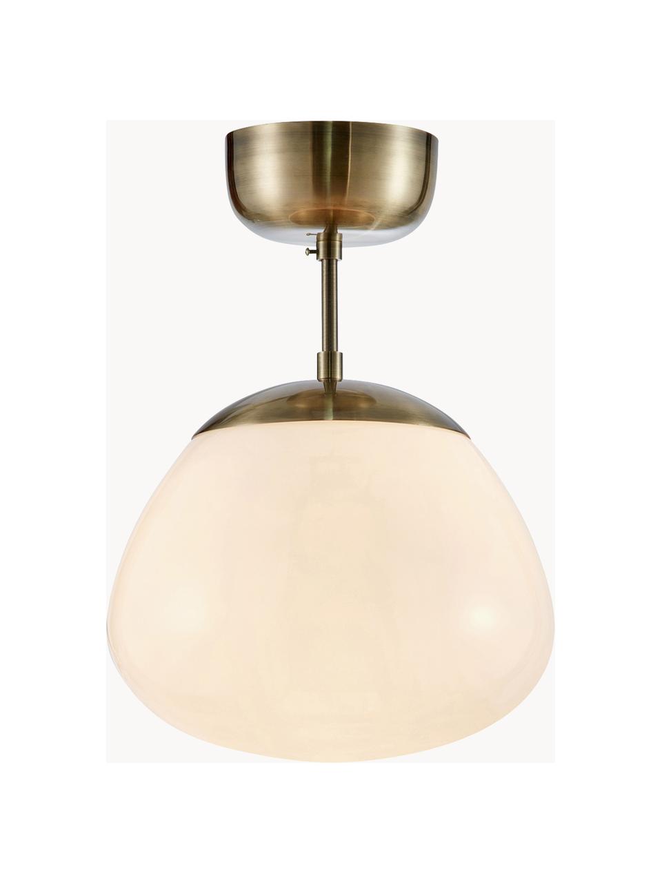 Lampada da soffitto Rise, Paralume: vetro, Baldacchino: acciaio spazzolato, Bianco crema, dorato, Ø 25 x Alt. 35 cm