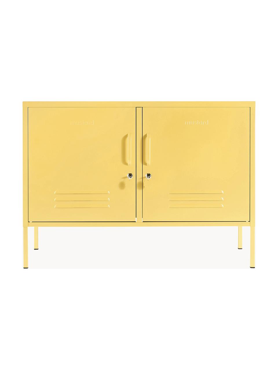 Credenza in metallo The Lowdown, Acciaio verniciato a polvere, Giallo chiaro, Larg. 100 x Alt. 72 cm