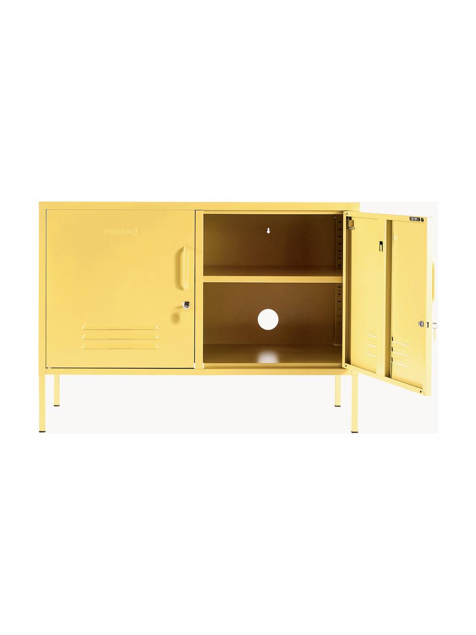 Credenza in metallo The Lowdown, Acciaio verniciato a polvere, Giallo chiaro, Larg. 100 x Alt. 72 cm