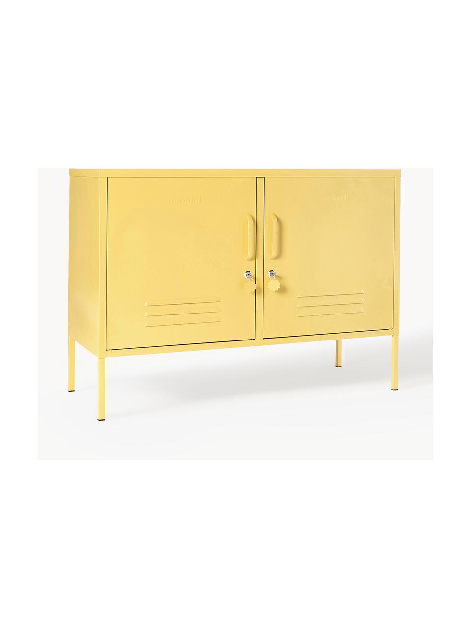 Credenza in metallo The Lowdown, Acciaio verniciato a polvere, Giallo chiaro, Larg. 100 x Alt. 72 cm