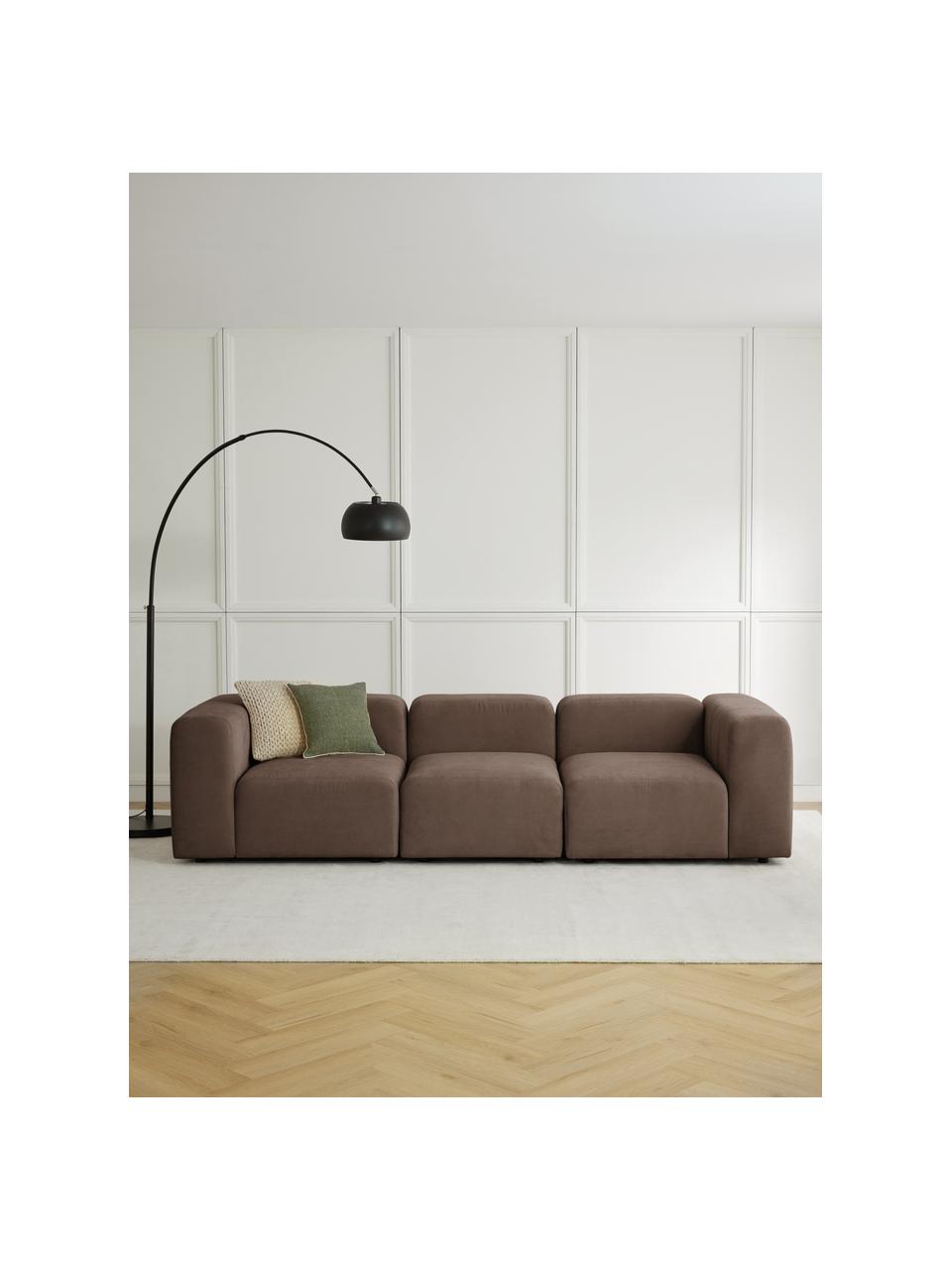 Modulares Sofa Lena (4-Sitzer), Bezug: Webstoff (88% Polyester, , Gestell: Kiefernholz, Schichtholz,, Füße: Kunststoff, Webstoff Dunkelbraun, B 284 x T 106 cm