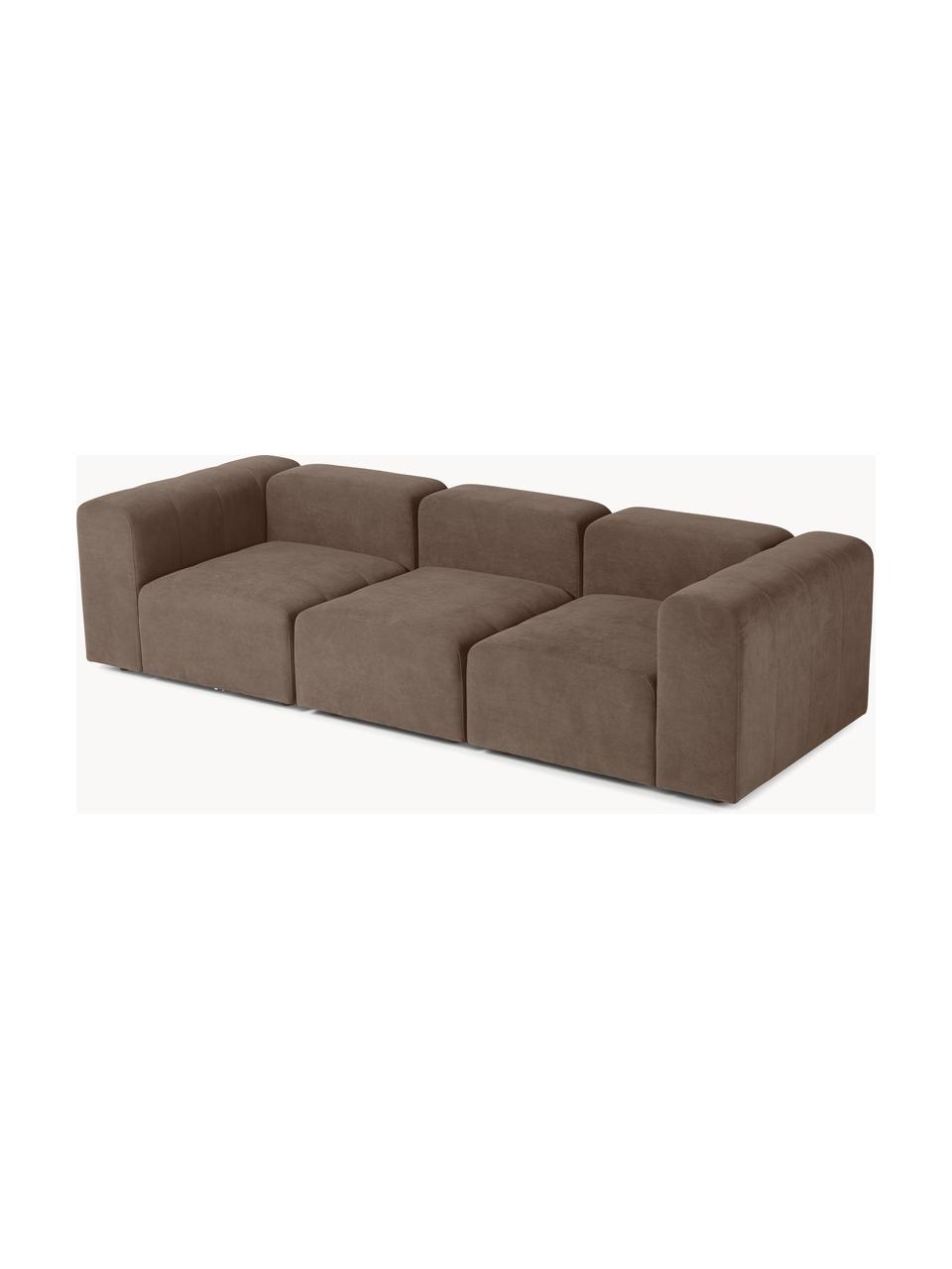 Modulares Sofa Lena (4-Sitzer), Bezug: Webstoff (88% Polyester, , Gestell: Kiefernholz, Schichtholz,, Füße: Kunststoff, Webstoff Dunkelbraun, B 284 x T 106 cm