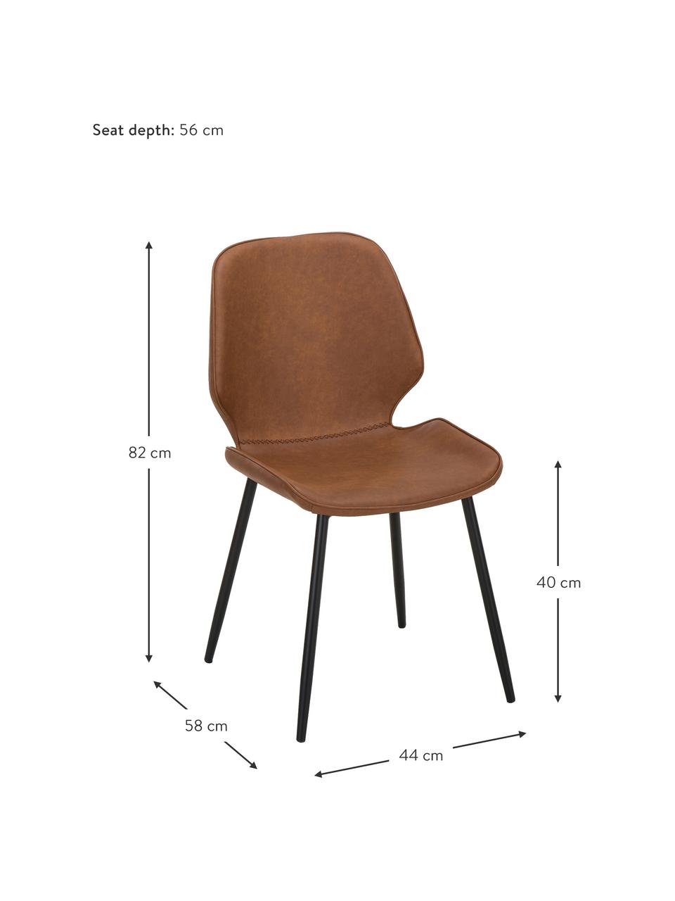 Čalouněné židle z imitace kůže Louis, 2 ks, Koňak, Š 44 cm, H 58 cm