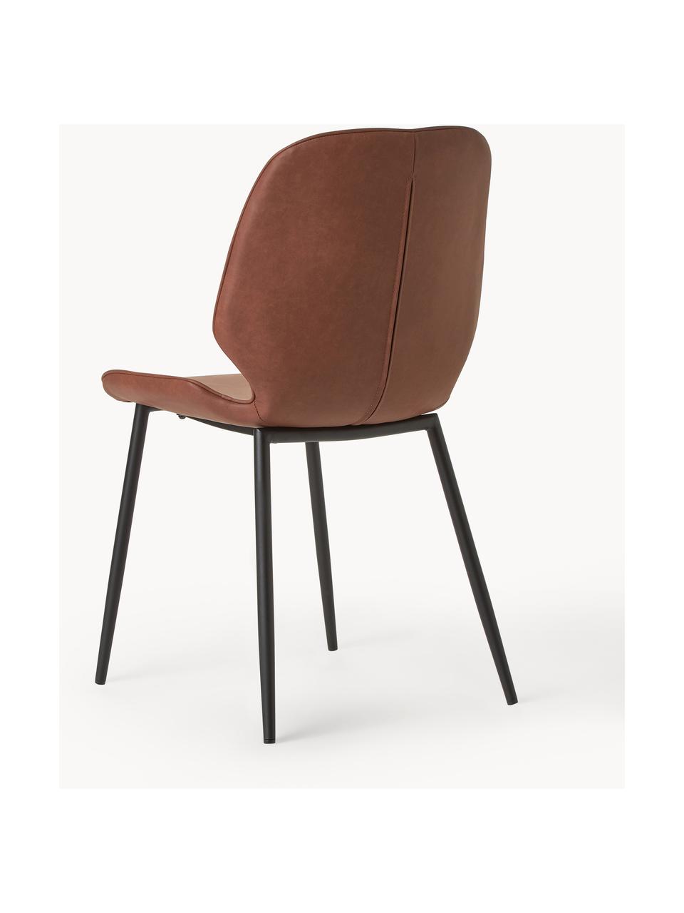 Imitatieleren gestoffeerde stoelen Louis, 2 stuks, Bekleding: kunstleer (65% polyethyle, Poten: gepoedercoat metaal, Kunstleer cognackleurig, B 44 x D 58 cm