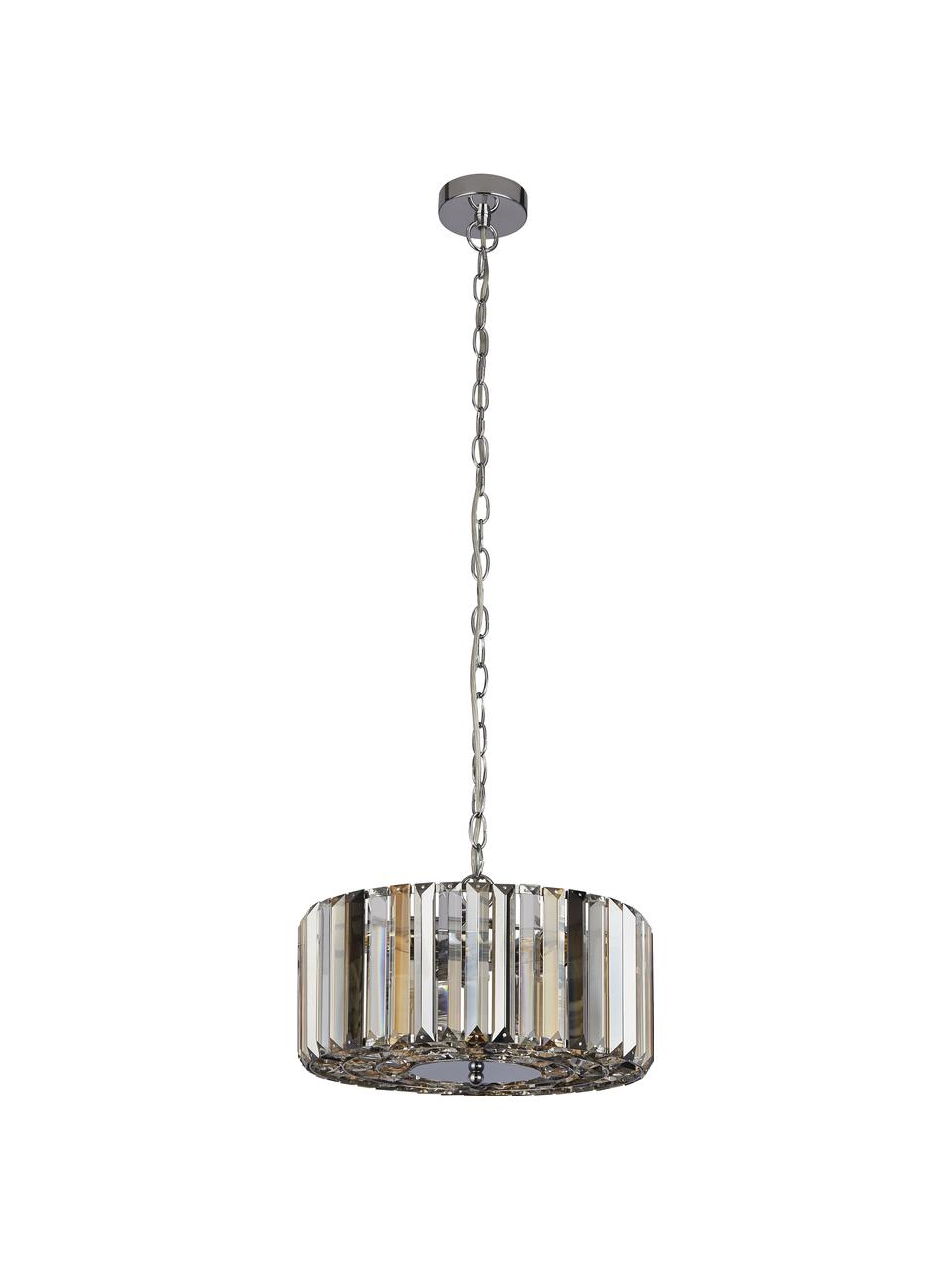 Závesná lampa zo skla Crystals, Chrómová, Ø 35 x V 15 cm