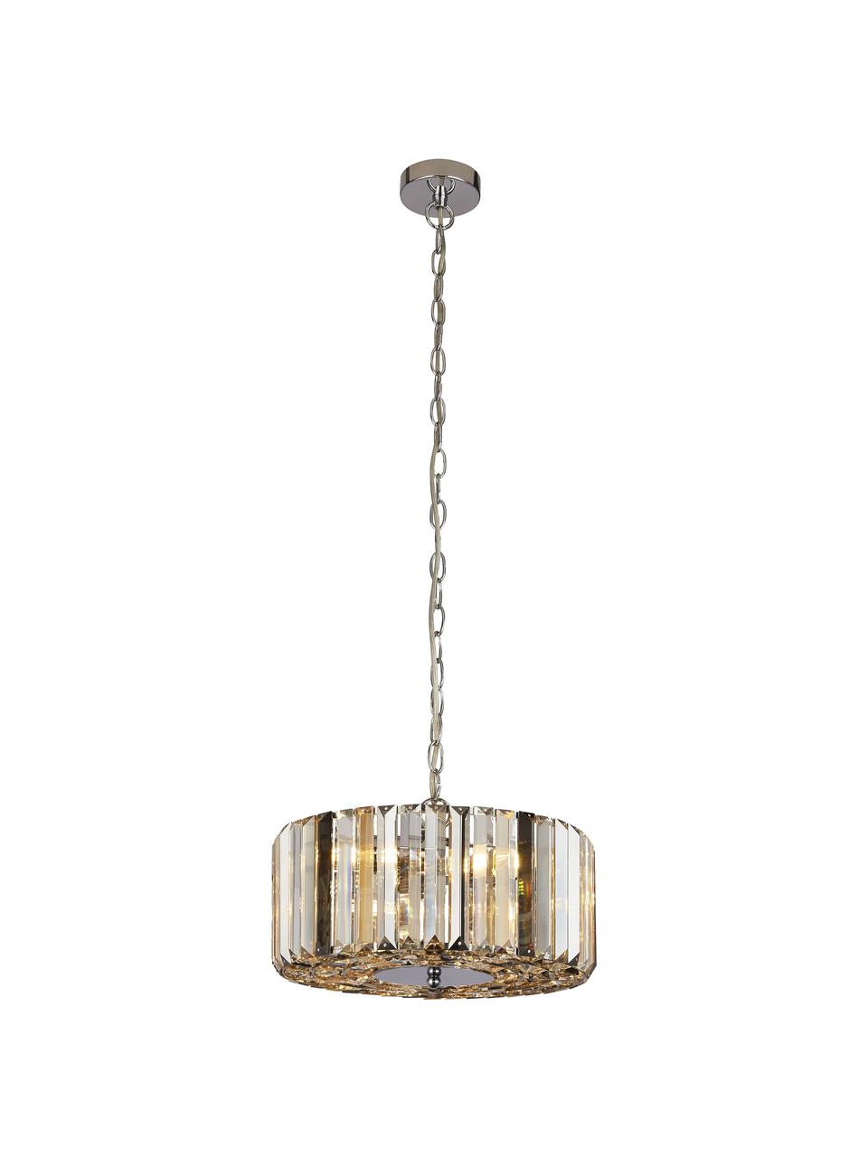 Závesná lampa zo skla Crystals, Chrómová, Ø 35 x V 15 cm