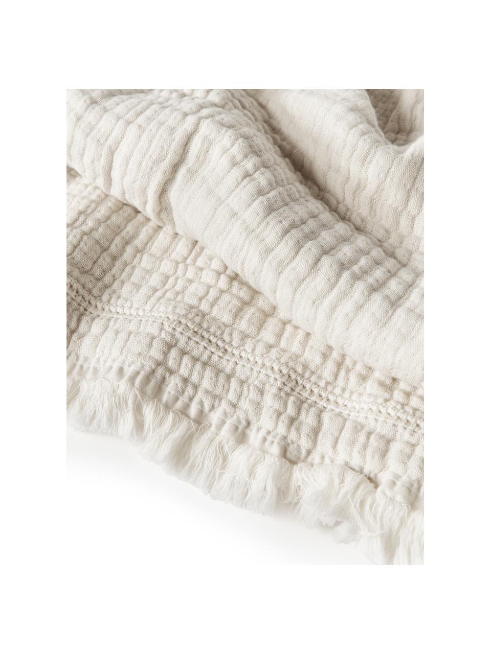 Narzuta z bawełny z frędzlami Kailani, Beżowy, S 180 x D 250 cm