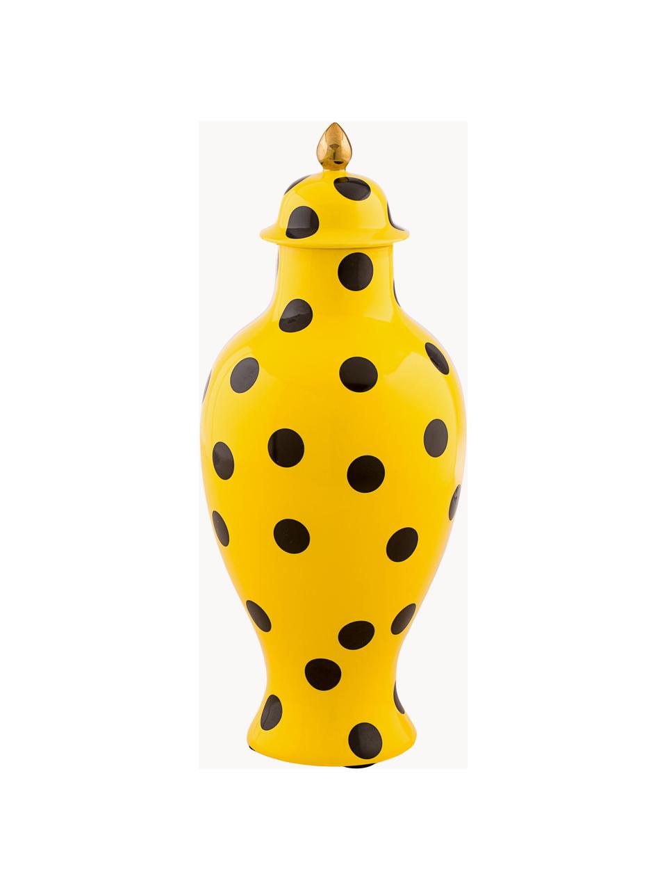 Porcelánová váza s víčkem Toiletpaper, V 47 cm, Tvrdý porcelán, Žlutá, černá, červená, Ø 20 cm, V 47 cm