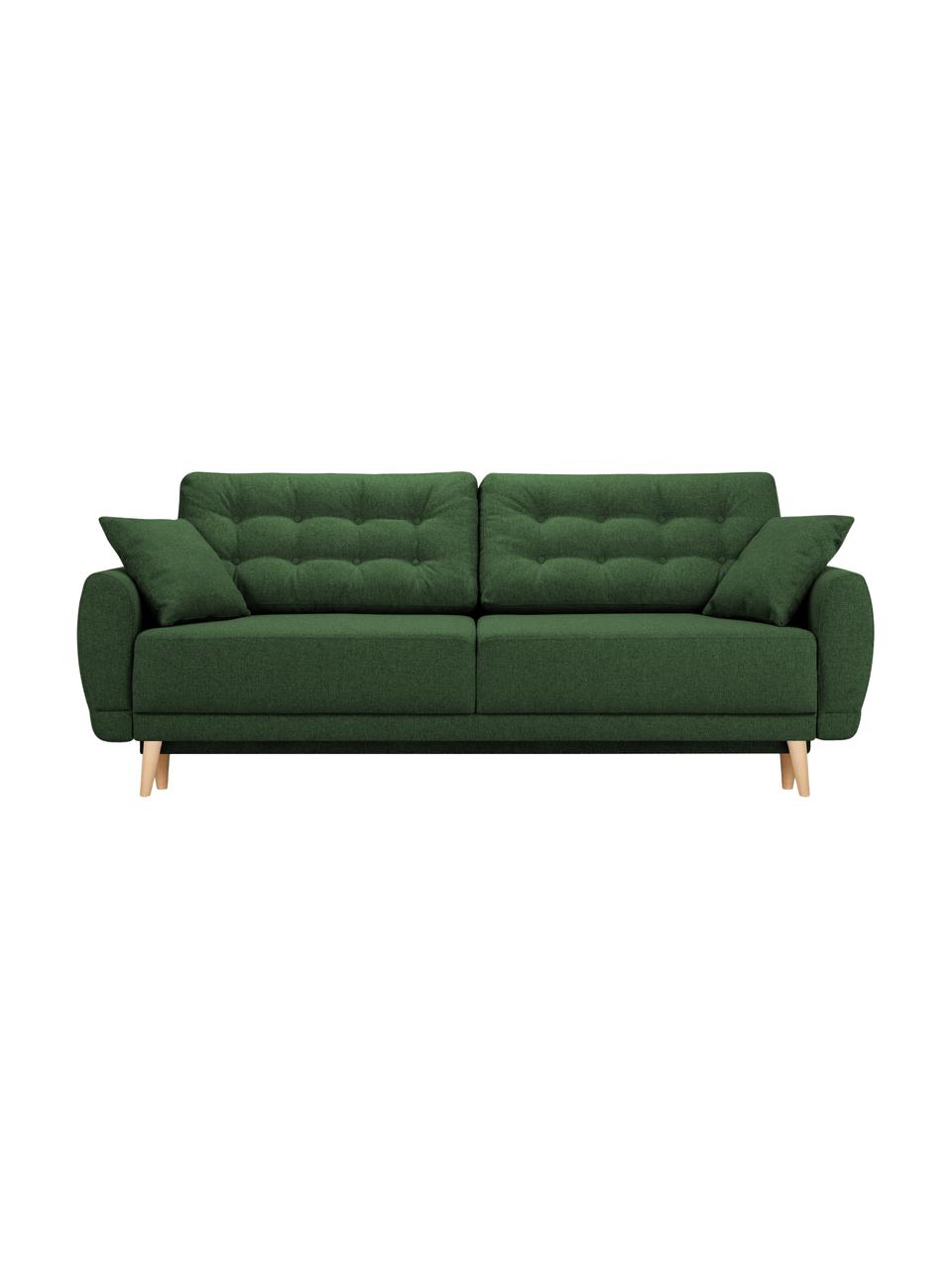 Divano letto 3 posti in tessuto verde Spinel, Verde, Larg. 236 x Prof. 93 cm