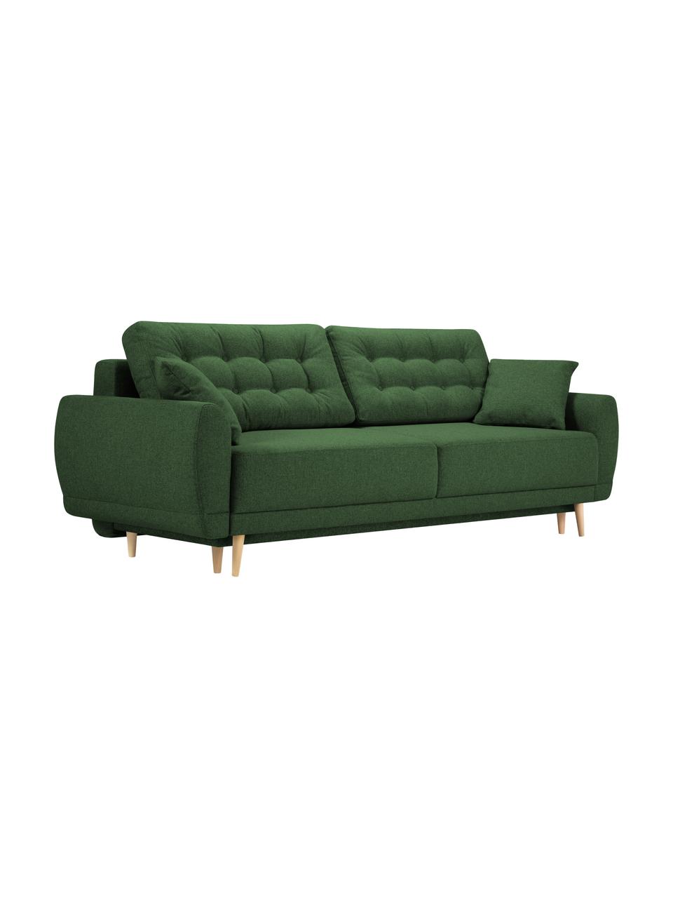 Divano letto 3 posti in tessuto verde Spinel, Verde, Larg. 236 x Prof. 93 cm