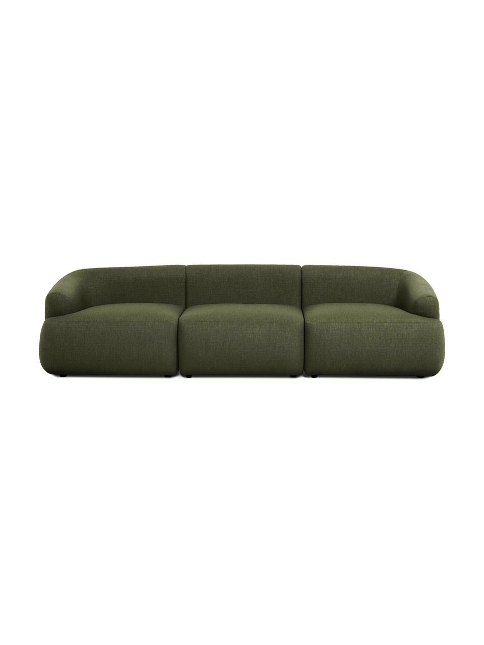 Modulares Sofa Sofia (3-Sitzer) in Grün, Bezug: 100% Polypropylen Der hoc, Gestell: Massives Kiefernholz, Spa, Webstoff Grün, B 278 x T 95 cm