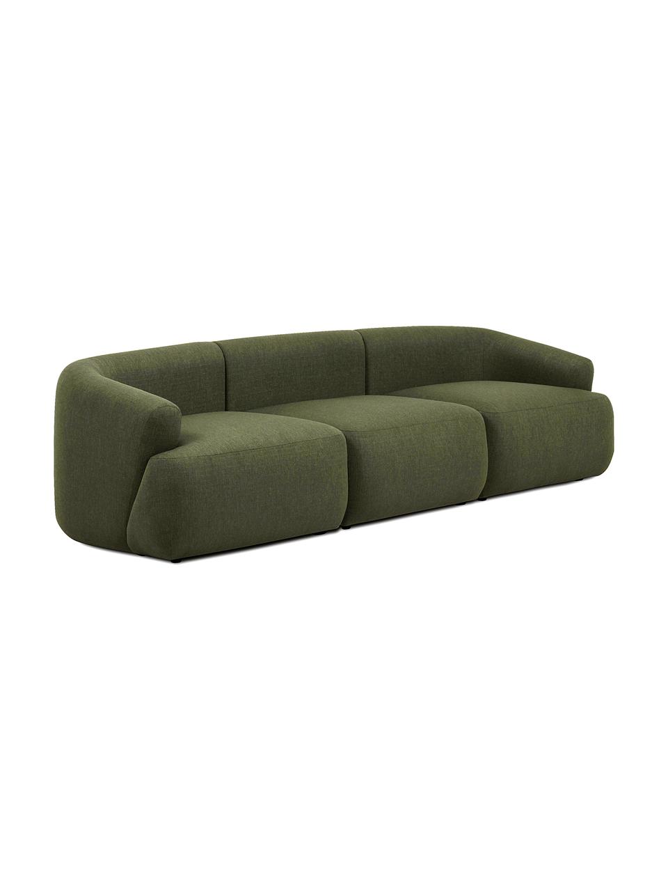 Modulares Sofa Sofia (3-Sitzer) in Grün, Bezug: 100% Polypropylen Der hoc, Gestell: Massives Kiefernholz, Spa, Webstoff Grün, B 278 x T 95 cm