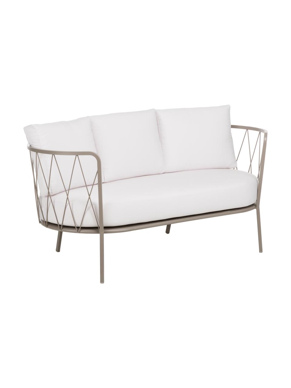 Gartensofa Sunderland mit Sitzpolster (2-Sitzer), Gestell: Stahl, galvanisch verzink, Bezug: Polyacryl, Gestell: Taupe Sitz- und Rückenkissen: Creme, B 162 x T 68 cm