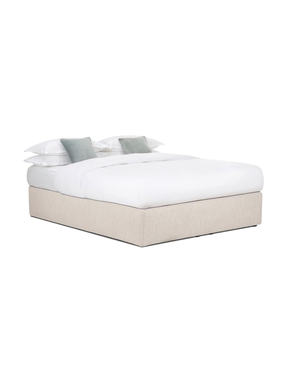 Boxspringbett Roma ohne Kopfteil in Beige, Matratze: 5-Zonen-Taschenfederkern, Füße: Kunststoff, Beige, 140 x 200 cm