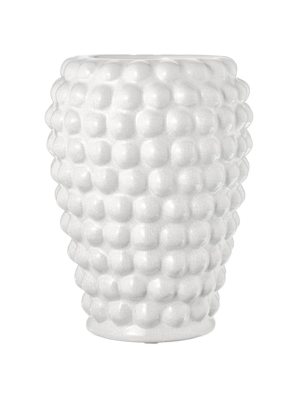 Deko-Vase Dotty aus Keramik, Keramik, glasiert, Weiß, Ø 14 x H 20 cm