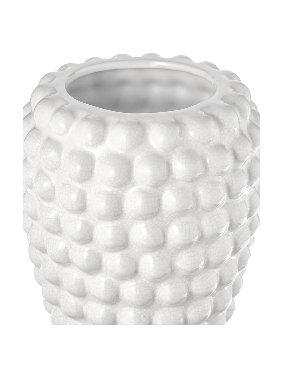 Deko-Vase Dotty aus Keramik, Keramik, glasiert, Weiß, Ø 14 x H 20 cm
