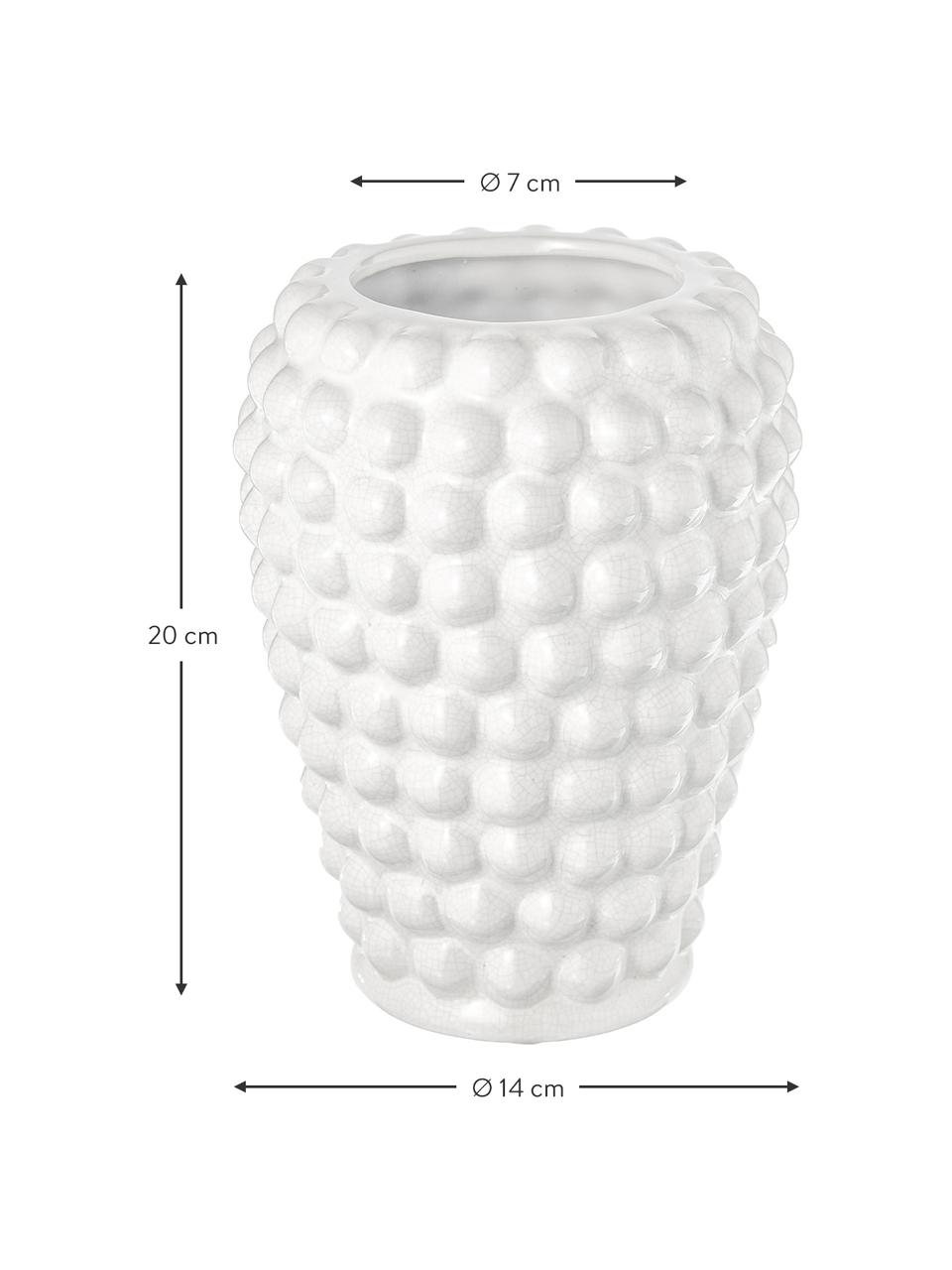 Wazon z ceramiki Dotty, Ceramika glazurowana, Biały, Ø 14 x W 20 cm