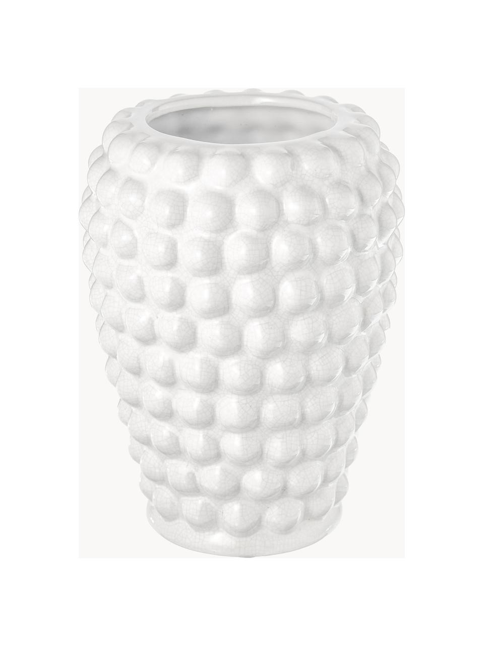 Deko-Vase Dotty aus Keramik, H 20 cm, Keramik, glasiert, Weiß, Ø 14 x H 20 cm