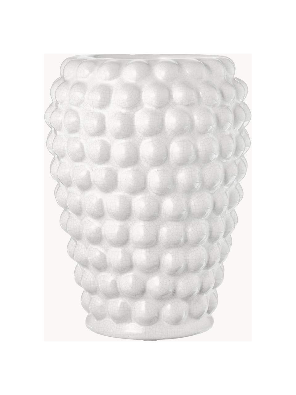 Dekorativní keramická váza Dotty, V 20 cm, Glazovaná keramika, Bílá, Ø 14 cm, V 20 cm