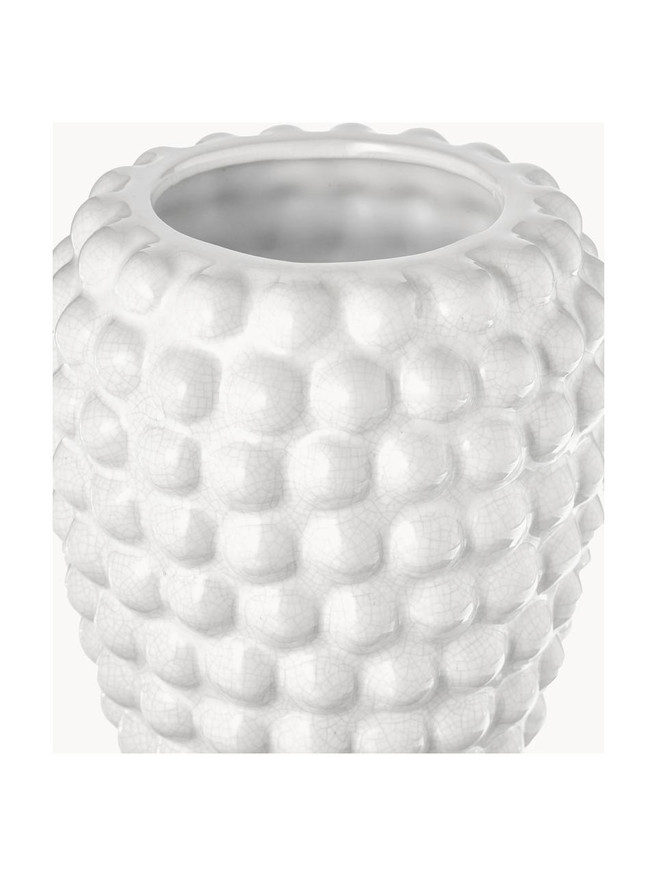 Deko-Vase Dotty aus Keramik, H 20 cm, Keramik, glasiert, Weiß, Ø 14 x H 20 cm