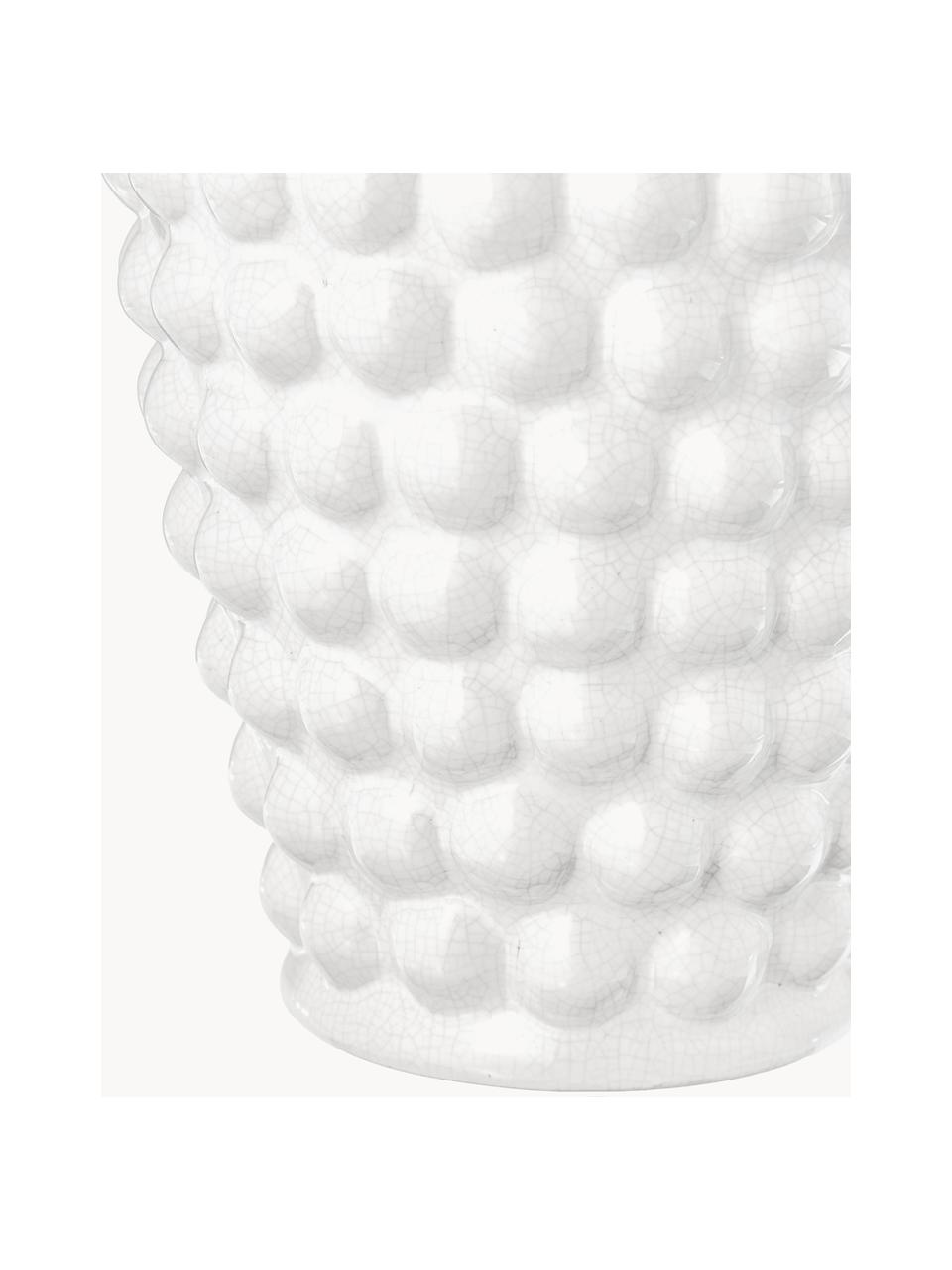 Jarrón de cerámica Dotty, Al 20 cm, Cerámica esmaltada, Blanco, Ø 14 x Al 20 cm