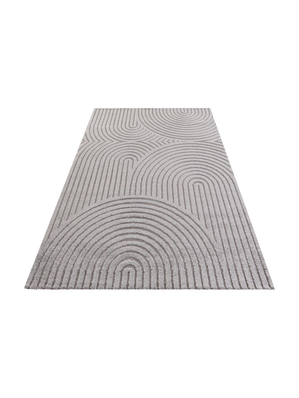 Obdĺžnikový koberec s krátkym vzorom a reliéfnym efektom Pangalo, 40 % polyester, 60 % polypropylén, Svetlosivá, sivá, Š 80 x D 150 cm (veľkosť XS)
