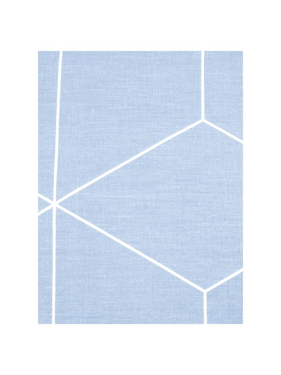 Pościel z bawełny Lynn, Jasny niebieski, kremowobiały, 240 x 220 cm + 2 poduszki 80 x 80 cm