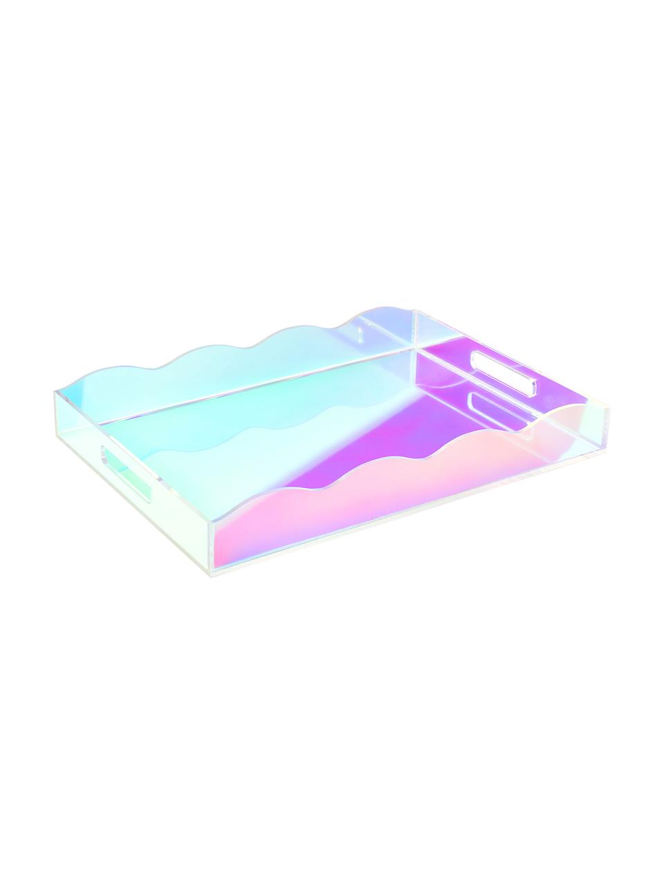 Bandeja decorativa Elsa, Acrílico, Cromo, transparente, iridiscente, An 25 x L 36 cm