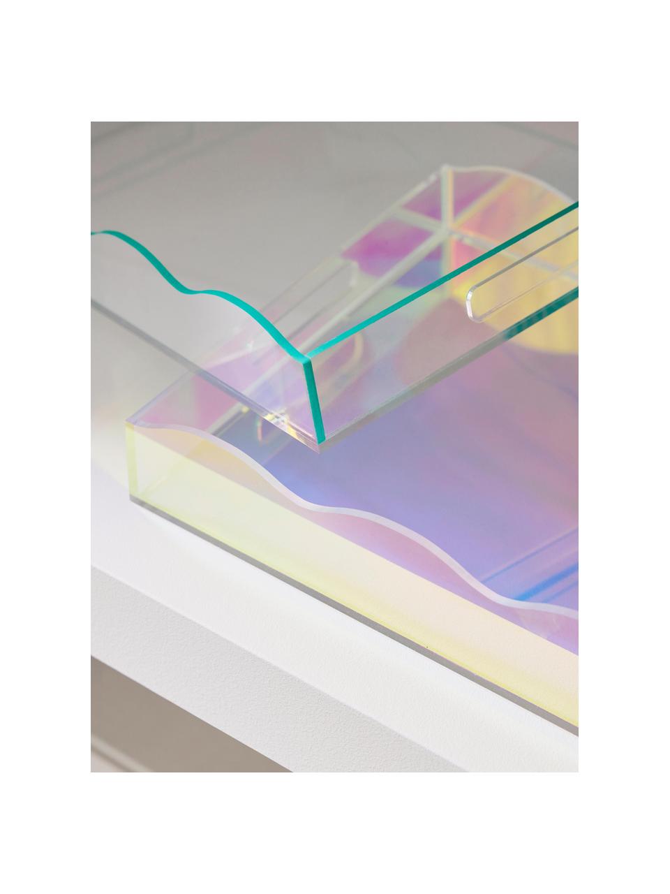 Deko-Tablett Elsa mit welligem Rand, Acrylglas, Transparent, irisierend, B 36 x T 25 cm