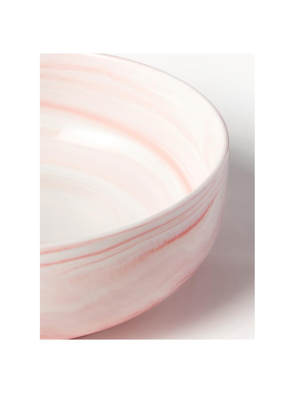 Coupe décorative aspect marbre Livana, Porcelaine, Rose, Ø 25 x haut. 9 cm