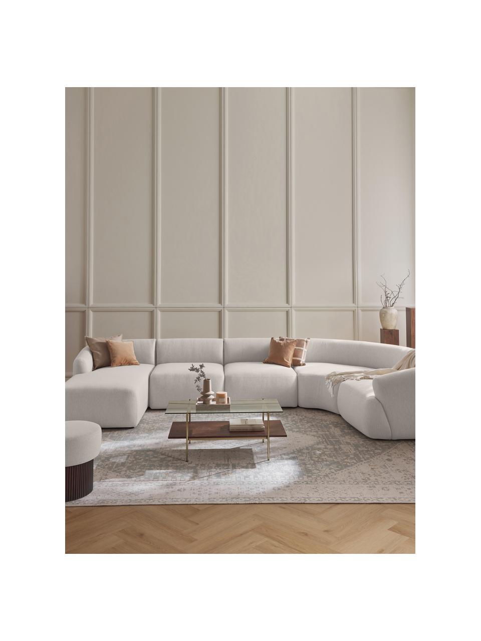 Salon modulable Sofia, Tissu blanc crème, larg. 404 x prof. 231 cm, méridienne à droite