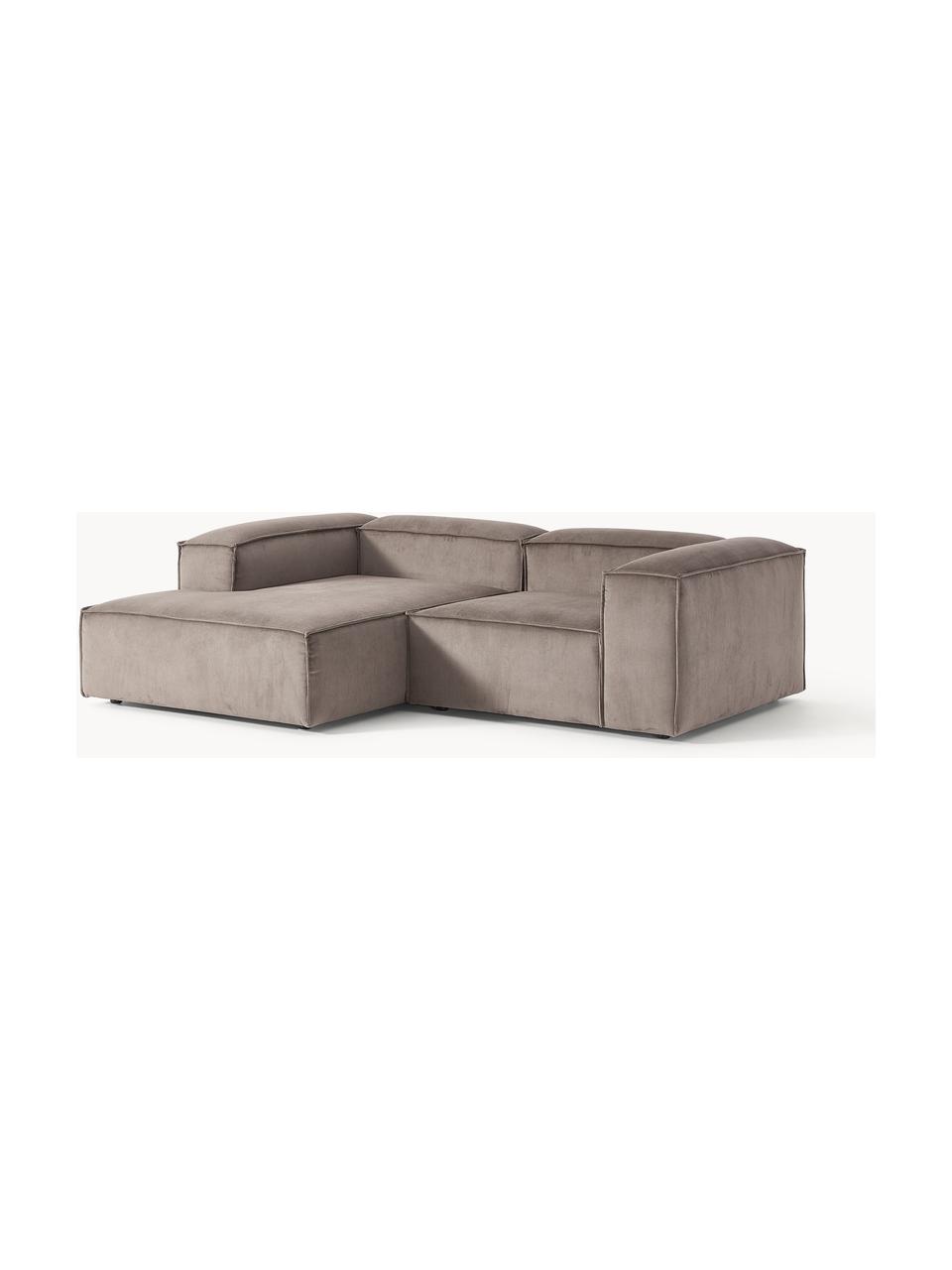 Modulares Ecksofa Lennon aus Cord, Bezug: Cord (92 % Polyester, 8 %, Gestell: Massives Kiefernholz, Spe, Cord Taupe, B 238 x T 180 cm, Eckteil rechts